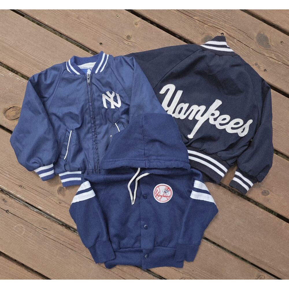 Vintage New York Yankees Mixed Lot Of 3 Jackets Hoodie 80s Baseball MLB Bronx